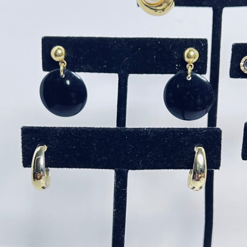 Vintage Lot of 5 Gold Tone Pierced Earrings (5622) - Picture 3 of 6